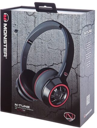 Monster NCredible NTune Headphones, Black and Red Package