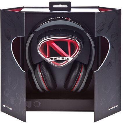 Monster NCredible NTune Headphones, Black and Red Open