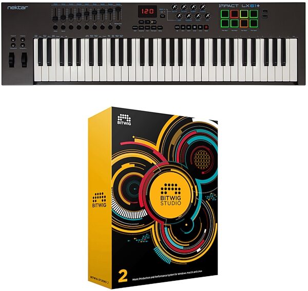 Nektar Impact LX61+ USB MIDI Keyboard Controller, 61-Key with Bitwig Studio V2, Main