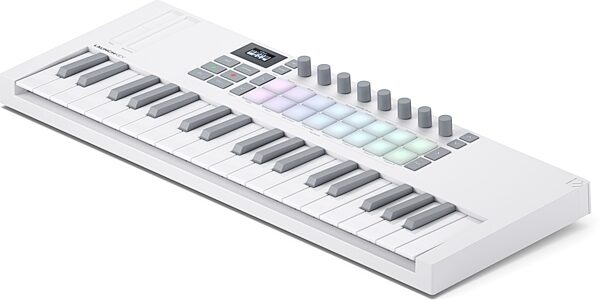 Novation Launchkey Mini 37 USB MIDI Keyboard Controller, White, Action Position Back