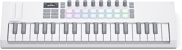 Novation Launchkey Mini 37 USB MIDI Keyboard Controller, White, Action Position Back