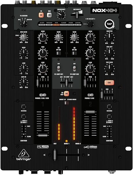 Behringer NOX404 USB DJ Mixer (2-Channel), Top
