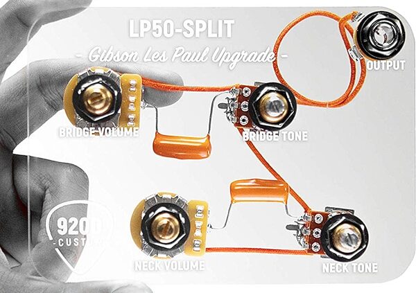 920D Custom LP50-SPLIT Les Paul Harness with Coil Split Mod, New, Action Position Back