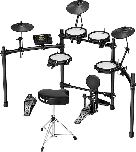 NUX DM-210 All-Mesh Head Digital Drum Kit, With Throne, pack