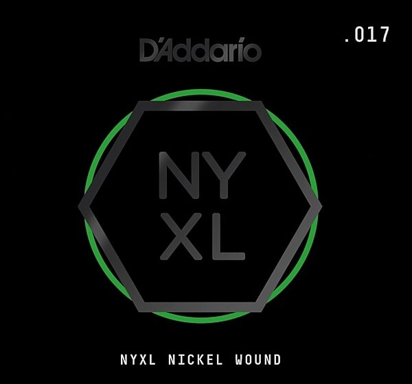 D'Addario NYXL Single Nickel Wound Electric Guitar String, 017
