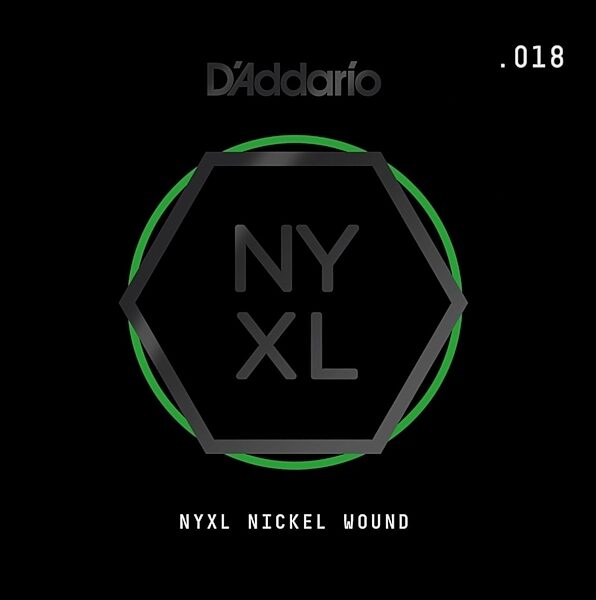 D'Addario NYXL Single Nickel Wound Electric Guitar String, 018
