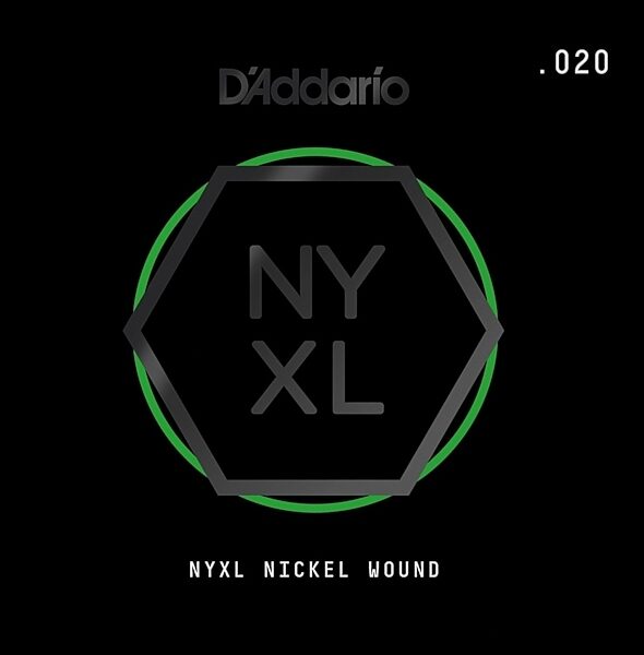 D'Addario NYXL Single Nickel Wound Electric Guitar String, 020
