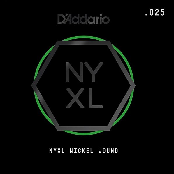 D'Addario NYXL Single Nickel Wound Electric Guitar String, 025
