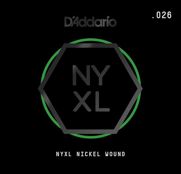 D'Addario NYXL Single Nickel Wound Electric Guitar String, 026
