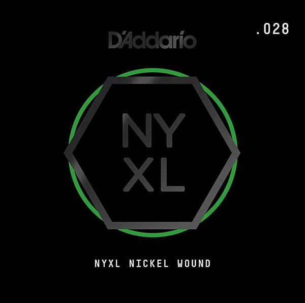D'Addario NYXL Single Nickel Wound Electric Guitar String, 028
