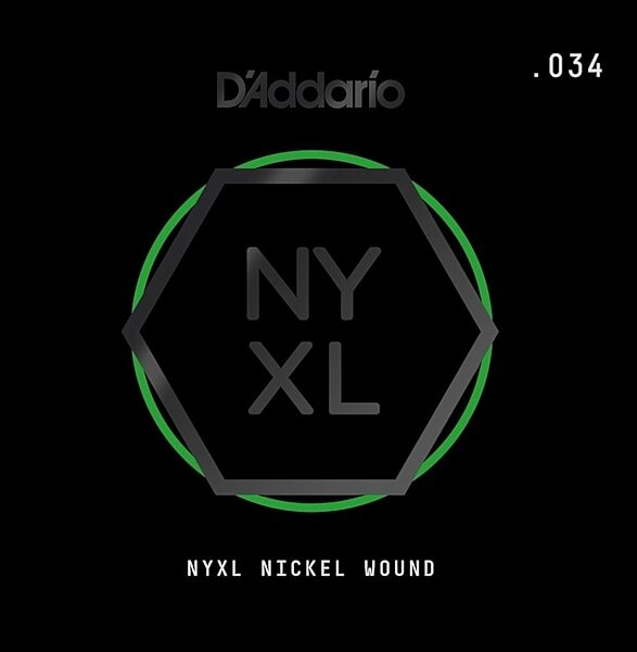 D'Addario NYXL Single Nickel Wound Electric Guitar String, 034