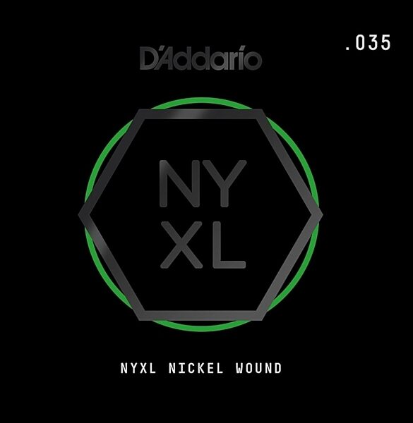 D'Addario NYXL Single Nickel Wound Electric Guitar String, 035