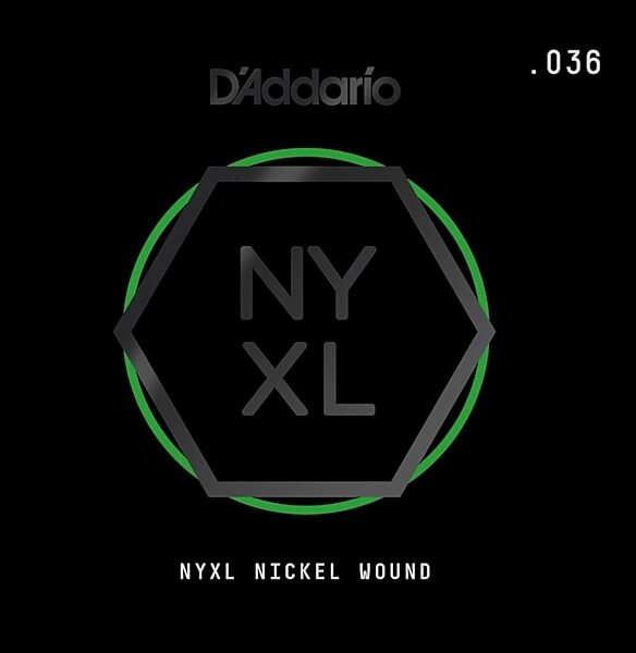 D'Addario NYXL Single Nickel Wound Electric Guitar String, 036