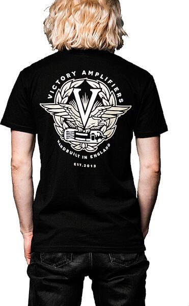 Victory Eagle T-Shirt, Black with White Logo, Small, Action Position Back