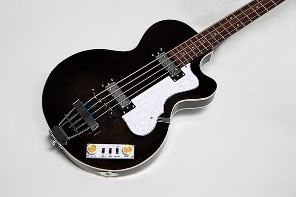 Hofner Ignition Club Electric Bass, Transparent Black, Action Position Front