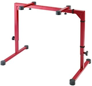 K&M 18810 Omega Keyboard Stand, Red, with 2nd Tier, Action Position Front