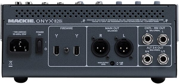 Mackie Onyx 820i 8-Channel Premium Analog Mixer with FireWire Interface, Back