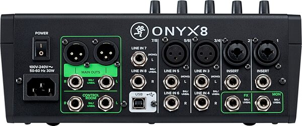 Mackie Onyx8 Premium Analog USB Mixer, USED, Blemished, Action Position Back