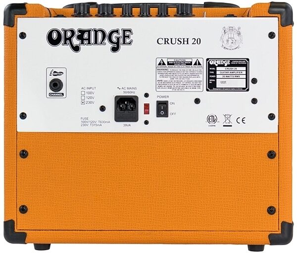 Orange Crush 20 Guitar Combo Amplifier, Orange, Orange Back
