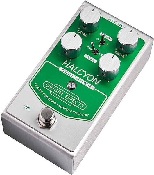 Origin Effects Halcyon Green Overdrive Pedal, New, Angled Front