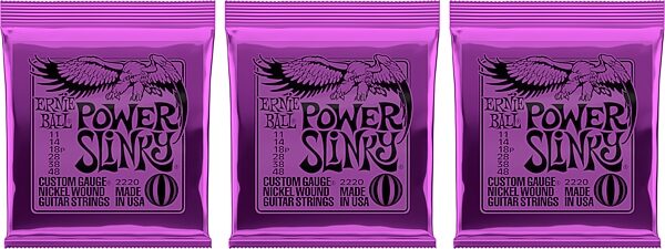 Ernie Ball Power Slinky Nickel Wound Electric Guitar Strings - 11-48 Gauge, .011.-.048, 2220, Action Position Back