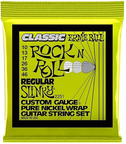 Ernie Ball Regular Slinky Classic Rock n Roll Pure Nickel Wrap Electric Guitar Strings (10-46 Gauge), New, Main