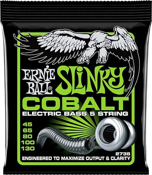 Ernie Ball 5 String Slinky Cobalt Bass Set, New, Action Position Back