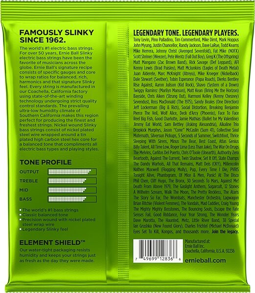 Ernie Ball Regular Slinky 5-String Nickel Wound Electric Bass Strings, 45-130, 2836, Action Position Back