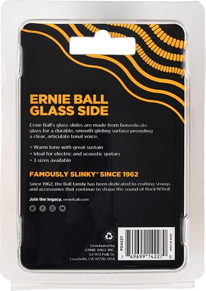 Ernie Ball Glass Guitar Slide, Small, 4227, Action Position Back