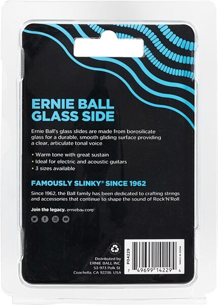 Ernie Ball Glass Guitar Slide, Large, 4229, Action Position Back