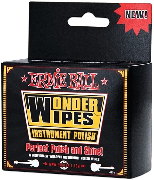 Ernie Ball Wonder Wipes Instrument Polish 6-Pack, New, Main