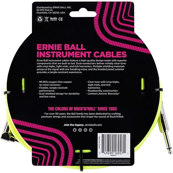 Ernie Ball Braided Guitar Cable, Back