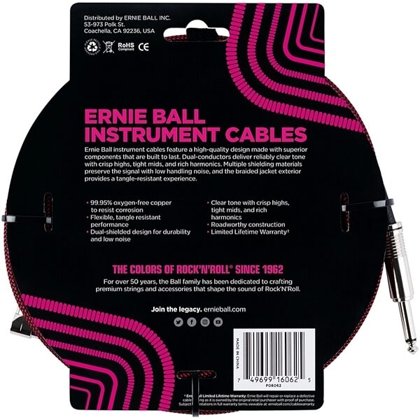 Ernie Ball Braided Guitar Cable, Back