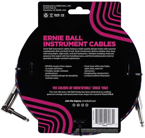 Ernie Ball Braided Guitar Cable, Back