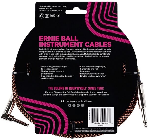 Ernie Ball Braided Guitar Cable, Back