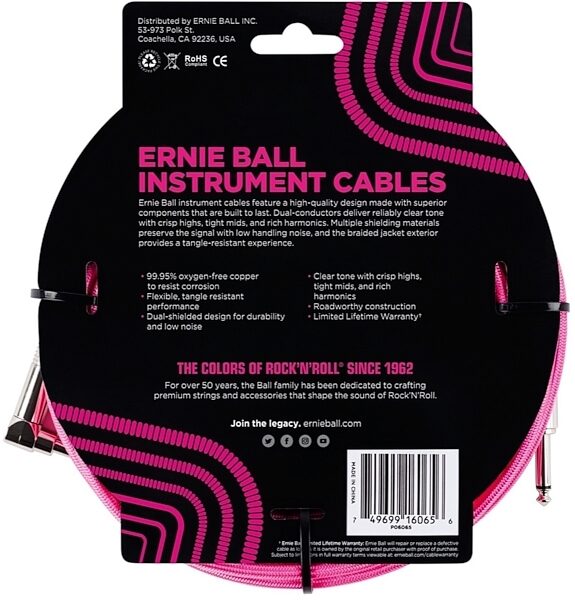 Ernie Ball Braided Guitar Cable, Back