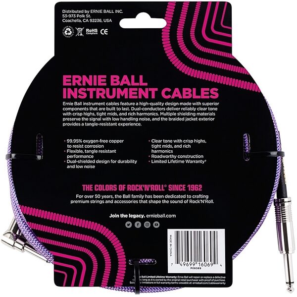 Ernie Ball Braided Guitar Cable, Back