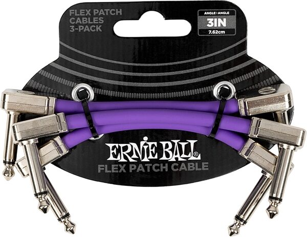 Ernie Ball Flex Patch Cables, Purple, 3 inch, 3-Pack, Action Position Back