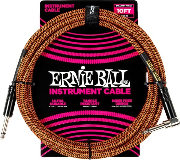 Ernie Ball Braided Instrument Cable, Pumpkin Pie, 10 foot, P06470, Action Position Back