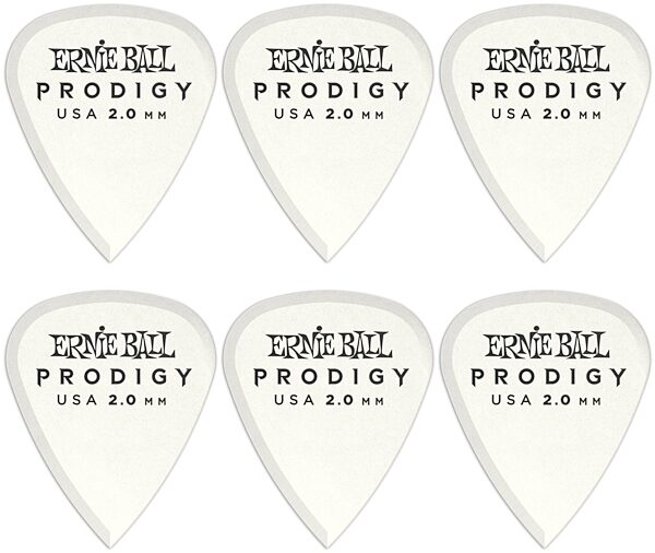 Ernie Ball Prodigy Standard Guitar Picks (6-Pack), White, 2.0mm, Main