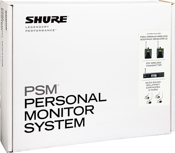 Shure PSM300 Twin Pack PRO Wireless In-Ear Monitor System with SE215 Earphones, Band G20 (488.150 - 511.850 MHz), Action Position Back