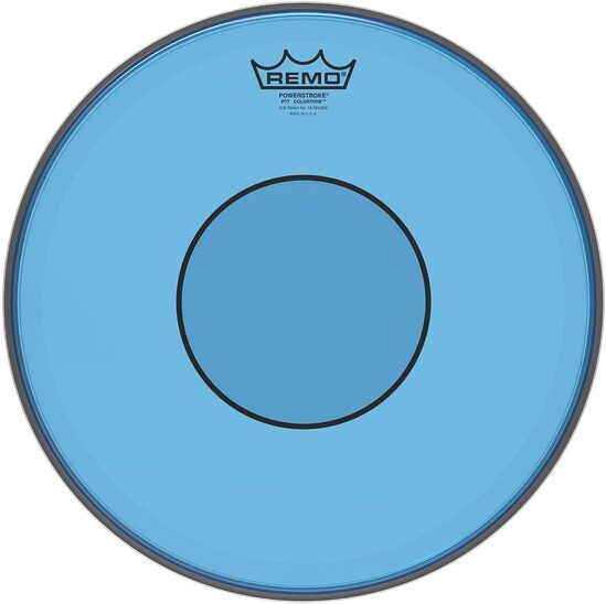 Remo Powerstroke77 Colortone Snare Batter Drum Head, Blue, 14 inch, Action Position Back