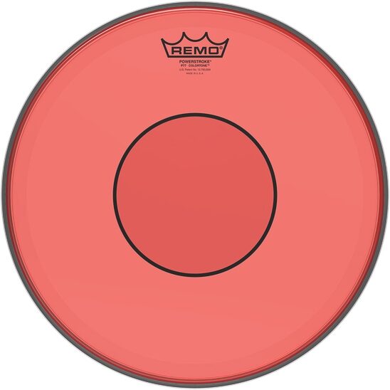 Remo Powerstroke77 Colortone Snare Batter Drum Head, Red, 14 inch, Action Position Back