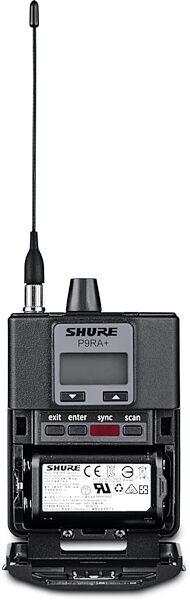 Shure P9RA+ Stereo Bodypack Receiver for PSM900 Wireless IEM Systems, Band G6 (470-506 MHz), Detail Side