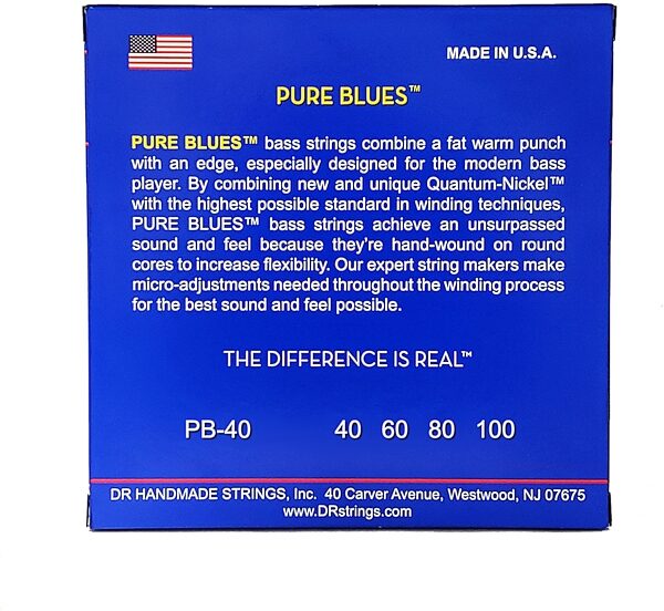 DR Strings Pure Blues Electric Bass Strings, Light, 40-100, view