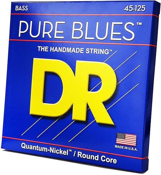 DR Strings Pure Blues 5-String Electric Bass Strings, Medium, 45-125, Angle