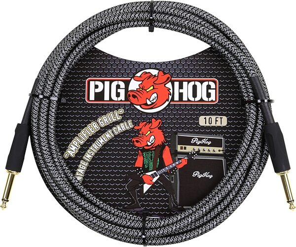 Pig Hog Vintage Series Instrument Cable, 1/4" Straight to 1/4" Straight, Amp Grill, 10 foot, Action Position Front