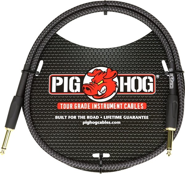 Pig Hog Vintage Series Patch Cable, Black Woven, 3 foot Straight, Main