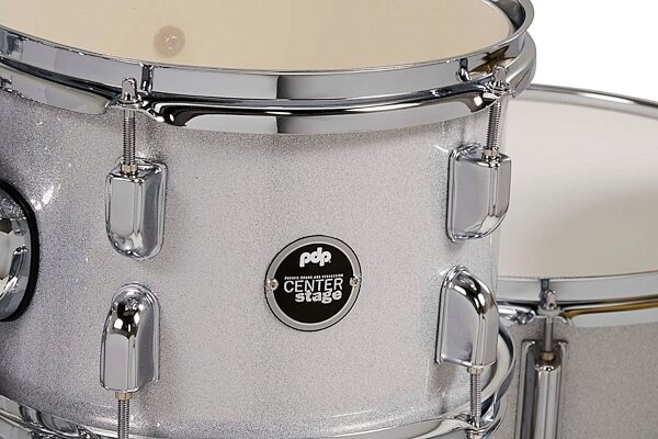 Pacific Drums Center Stage Complete Drum Kit (5-Piece), Diamond White Sparkle, Action Position Back