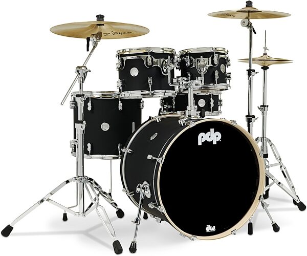 Pacific Drums Concept Maple Drum Shell Kit, 5-Piece, Satin Black, Action Position Back